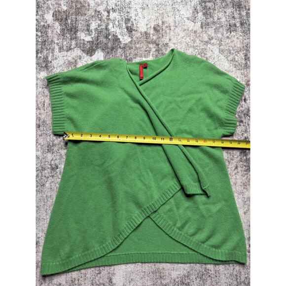 Saks Fifth Avenue Green Open Or Tie Front Caridgan Vest Size S Cashmere Angora - Picture 4 of 6